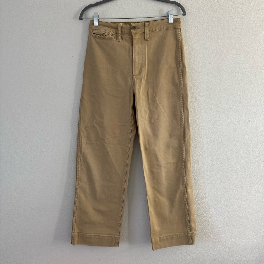 Madewell Women’s Emmett High Waisted Crop Wide Leg Pants Jeans Drill Khaki